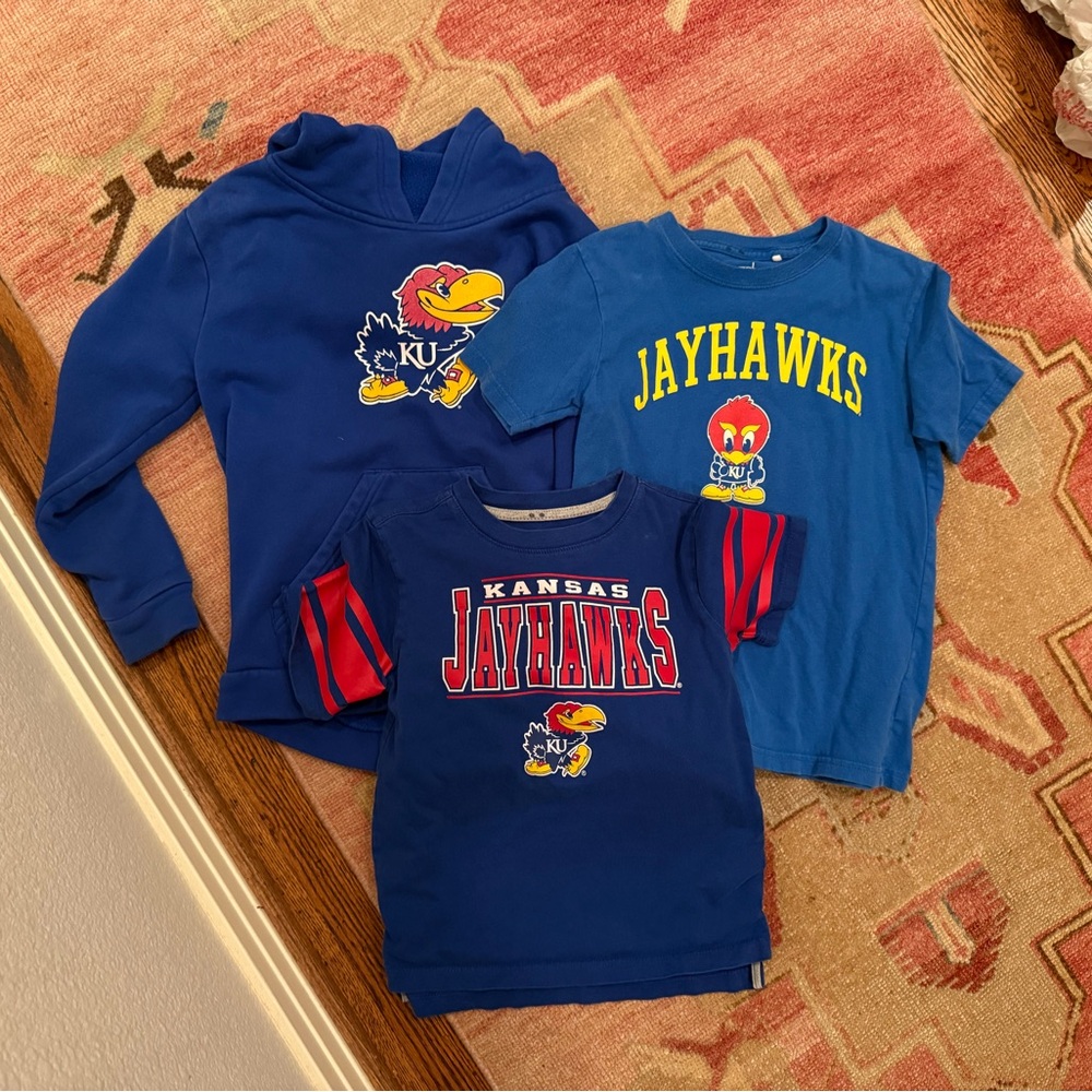Lot of Kids size 5/6 Blue Jayhawks Hoodie and T-Shirts